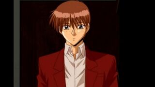 Хентай девушка с большими глазами делает минет