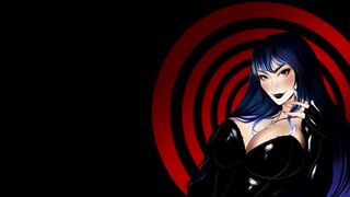 Гламурная мультяшная сосочка в тугом чёрном платье